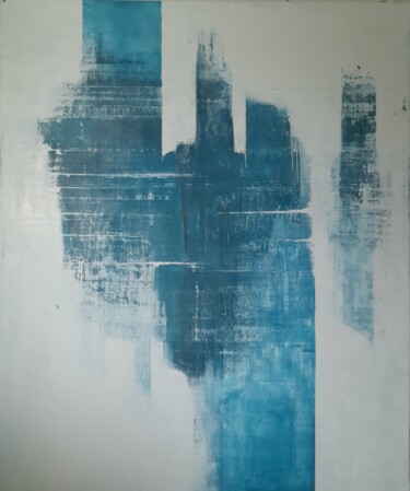 Painting titled "Blue Lightning" by Mariusz Makula, Original Artwork, Oil