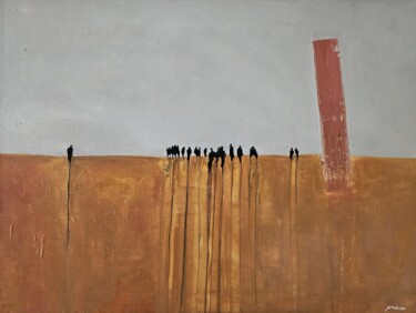 Painting titled "Desert Tower" by Mariusz Makula, Original Artwork, Oil