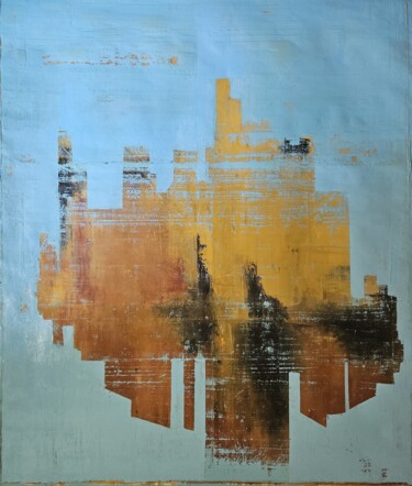 Malerei mit dem Titel "Lost in the blue1" von Mariusz Makula, Original-Kunstwerk, Öl