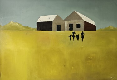 Картина под названием "Farm home" - Mariusz Makula, Подлинное произведение искусства, Масло
