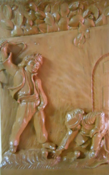 Sculpture titled "A strummula" by Mario Fricano, Original Artwork, Wood