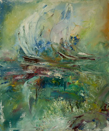Картина под названием "Яхта" - Marina Vassileva-Suomalainen, Подлинное произведение искусства, Масло