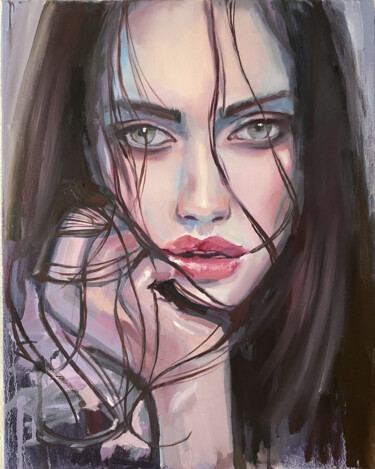 Malarstwo zatytułowany „Woman portrait” autorstwa Mariya Bogdanova, Oryginalna praca, Olej Zamontowany na Drewniana rama nos…