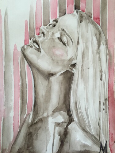Painting titled "In love with pink" by Mariya Bogdanova, Original Artwork, Watercolor