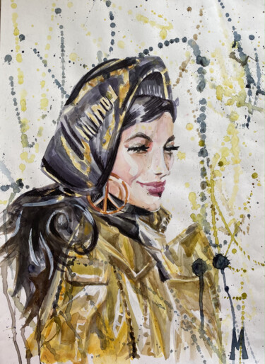 Картина под названием "Moschino fashion gi…" - Mariya Bogdanova, Подлинное произведение искусства, Акварель