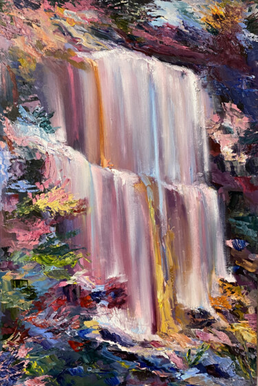 Картина под названием "Fairy waterfall" - Mariya Bogdanova, Подлинное произведение искусства, Масло Установлен на Деревянная…