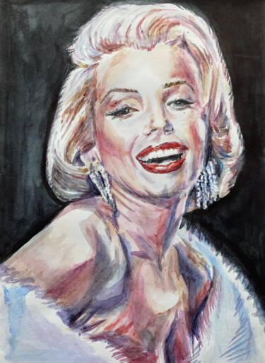 Malerei mit dem Titel "Classy Marilyn Monr…" von Mariya Bogdanova, Original-Kunstwerk, Aquarell