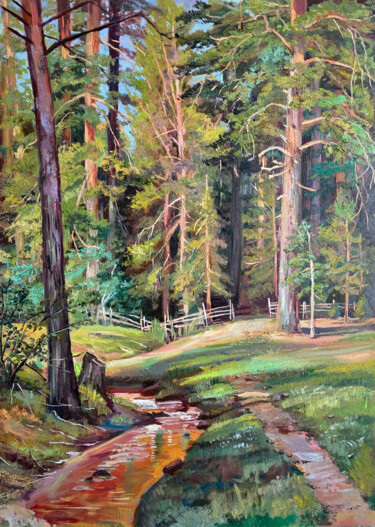 Картина под названием "Forest edge (Shishk…" - Mariya Bogdanova, Подлинное произведение искусства, Масло Установлен на Дерев…
