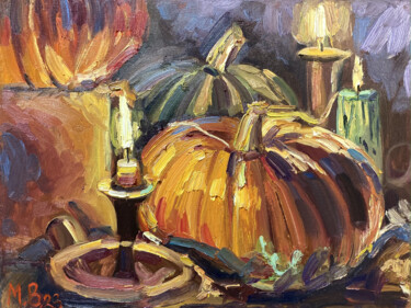 Painting titled "Autumn still life" by Mariya Bogdanova, Original Artwork, Oil Mounted on Wood Stretcher frame