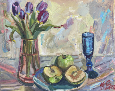 Painting titled "Spring bouquet" by Mariya Bogdanova, Original Artwork, Oil Mounted on Wood Stretcher frame