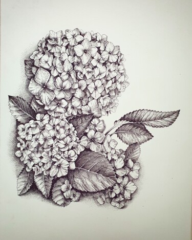 "Букет гортензий" başlıklı Tablo Мariya Gromova tarafından, Orijinal sanat, Jel kalem