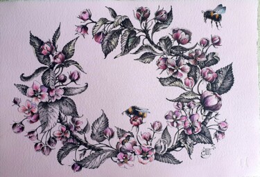 Schilderij getiteld "Apple tree" door Mariya Gromova, Origineel Kunstwerk, Marker