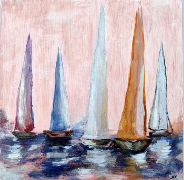 Ζωγραφική με τίτλο "Sailboats" από Mariya Missonova, Αυθεντικά έργα τέχνης, Ακρυλικό