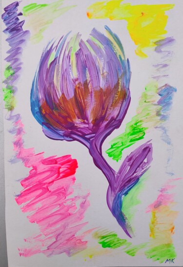Peinture intitulée "Bright flower" par Mariya Missonova, Œuvre d'art originale, Acrylique