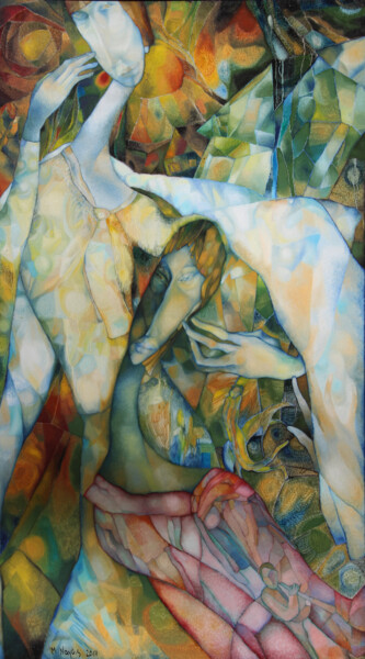 Malerei mit dem Titel "Schwestern" von Mariya Naydis, Original-Kunstwerk, Öl Auf Keilrahmen aus Holz montiert