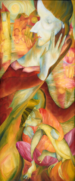 Pintura titulada "cello player" por Mariya Naydis, Obra de arte original, Oleo Montado en Bastidor de camilla de madera