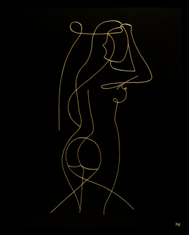 Картина под названием "Derrière le rideau" - Mariya Velychko, Подлинное произведение искусства, Акрил Установлен на Деревянн…