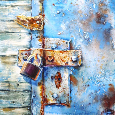 Malerei mit dem Titel "Royal Blue" von Mariya Volynskih, Original-Kunstwerk, Aquarell