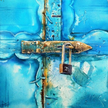 Peinture intitulée "Blue Door" par Mariya Volynskih, Œuvre d'art originale, Aquarelle
