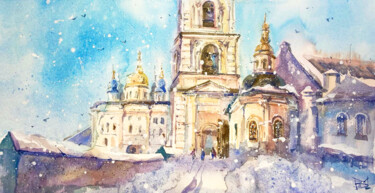 Painting titled "Snow in Tobolsk" by Mariya Volynskih, Original Artwork, Watercolor