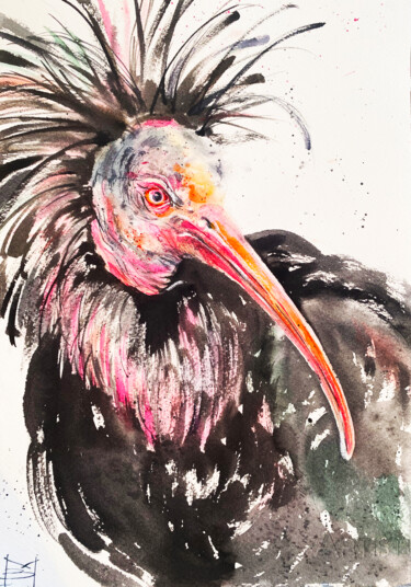Peinture intitulée "Forest ibis" par Mariya Volynskih, Œuvre d'art originale, Aquarelle
