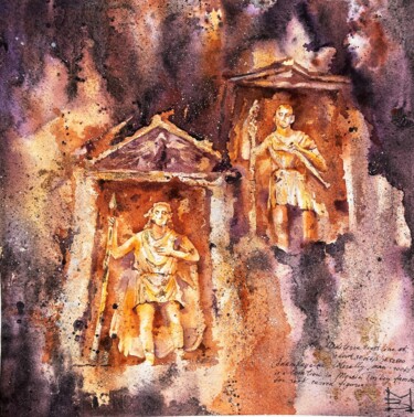 Painting titled "Man-rocks" by Mariya Volynskih, Original Artwork, Watercolor