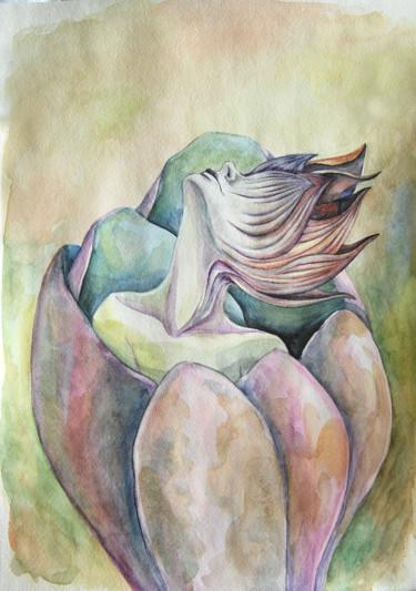 Картина под названием "Awakening" - Mariya Markina, Подлинное произведение искусства, Акварель