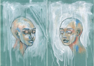 "Two portraits of ca…" başlıklı Resim Mariya Markina tarafından, Orijinal sanat, Pastel