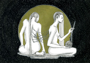 Rysunek zatytułowany „Connection” autorstwa Mariya Markina, Oryginalna praca, Długopis żelowy