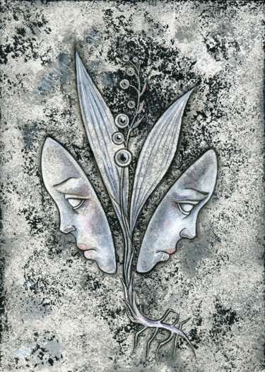 Desenho intitulada "Lilies of the valley" por Mariya Markina, Obras de arte originais, Acrílico