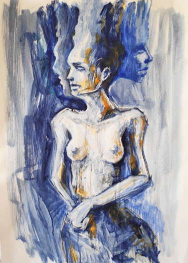 Pintura intitulada "The figure of a gir…" por Mariya Markina, Obras de arte originais, Acrílico