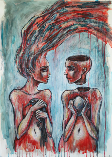 Pittura intitolato "Split personality u…" da Mariya Markina, Opera d'arte originale, Acrilico