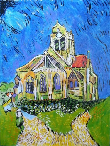 Pintura intitulada "A Igreja por Mariza…" por Mariza Sbrissa, Obras de arte originais, Acrílico