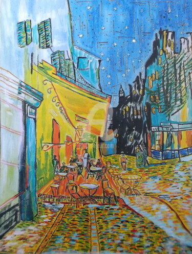 Pintura intitulada "O terraço do café à…" por Mariza Sbrissa, Obras de arte originais, Acrílico
