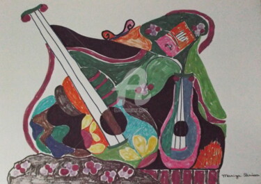 Desenho intitulada "Violão IX" por Mariza Sbrissa, Obras de arte originais, Acrílico