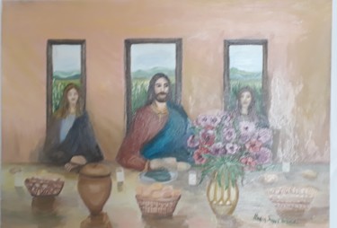 Painting titled "MESA DO SENHOR" by Mariza Tomaz  Soares, Original Artwork, Pencil