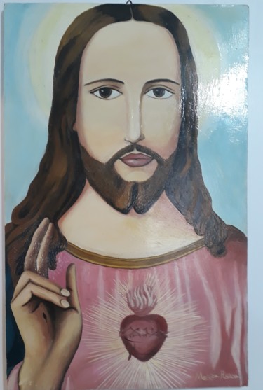 Pintura titulada "Sagrado coração de…" por Mariza Tomaz  Soares, Obra de arte original, Oleo