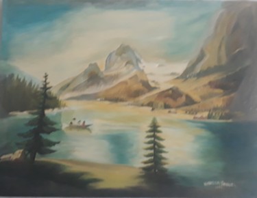 Painting titled "Montanhas nevadas" by Mariza Tomaz  Soares, Original Artwork, Oil