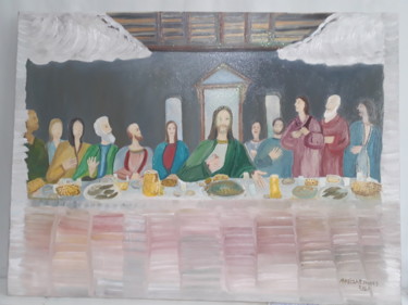 Malerei mit dem Titel "Ceia na RESSURREIÇÂ…" von Mariza Tomaz  Soares, Original-Kunstwerk, Öl