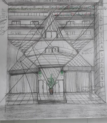 Dibujo titulada "Edifício Estrela de…" por Mariza Tomaz  Soares, Obra de arte original, Lápiz