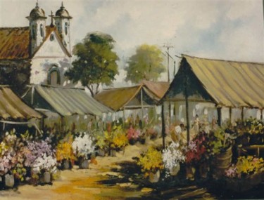 Pintura intitulada "mercado" por M. Almeida, Obras de arte originais