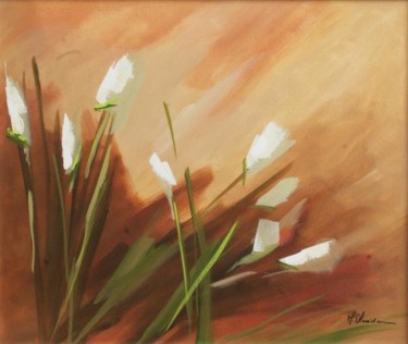 Pintura intitulada "tulipas brancas" por M. Almeida, Obras de arte originais