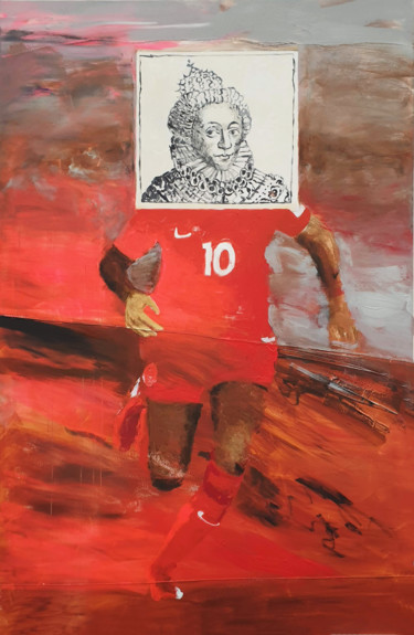 Malerei mit dem Titel "Soccer Queen" von Marja Van Putten, Original-Kunstwerk, Acryl