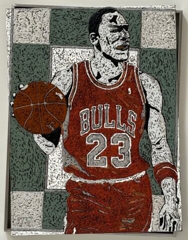 Painting titled "BULLS sur CHASSIS D…" by Marjinal, Original Artwork, Acrylic Mounted on Metal