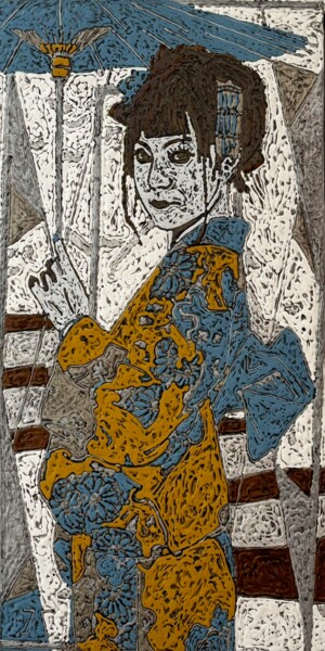 Картина под названием "QIPAO SUR CHASSIS D…" - Marjinal, Подлинное произведение искусства, Акрил Установлен на Металл