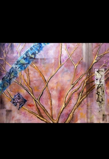 Malerei mit dem Titel "Éveil du printemps" von Marjolaine Pelé, Original-Kunstwerk, Pigmente Auf Keilrahmen aus Holz montiert