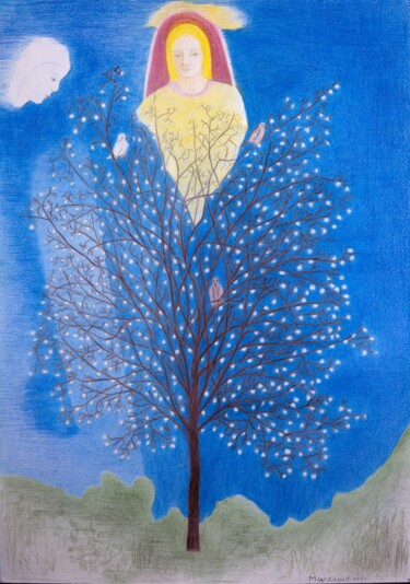 Dibujo titulada "A Winter Tree" por Marjolein Gamble, Obra de arte original, Lápiz