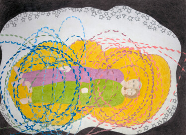 Dessin intitulée "Integrating Tamas,…" par Marjolein Gamble, Œuvre d'art originale, Crayon