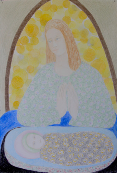 Drawing titled "The Madonna" by Marjolein Gamble, Original Artwork, Pencil