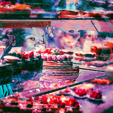 Arte digitale intitolato "Strawberry treats" da Marjoline Delahaye, Opera d'arte originale, Lavoro digitale 2D